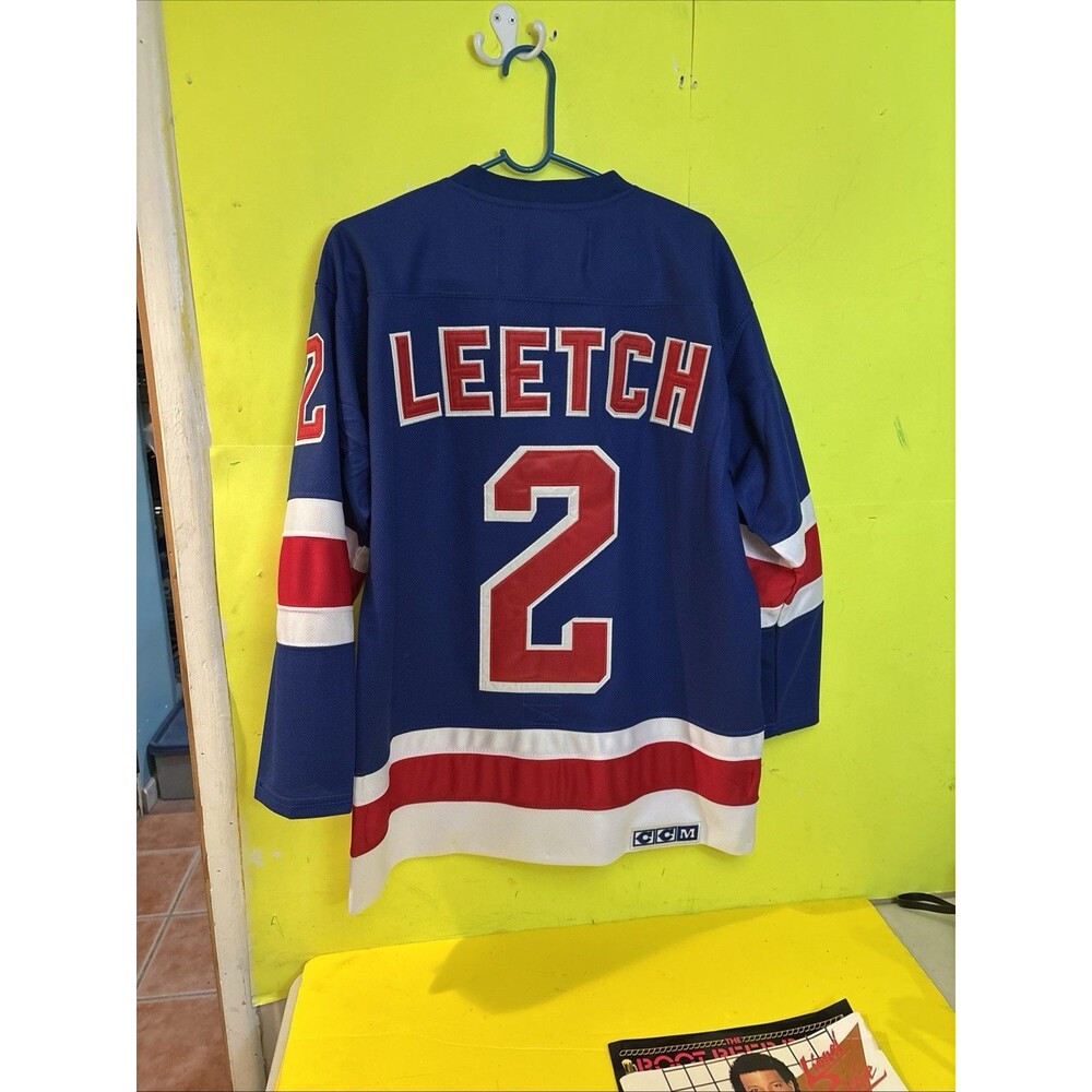 New York Rangers Brian Leetch 7187A CCM Blue Jersey Made in Canada w Strap Mint!